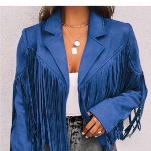 Fringe faux suede jacket